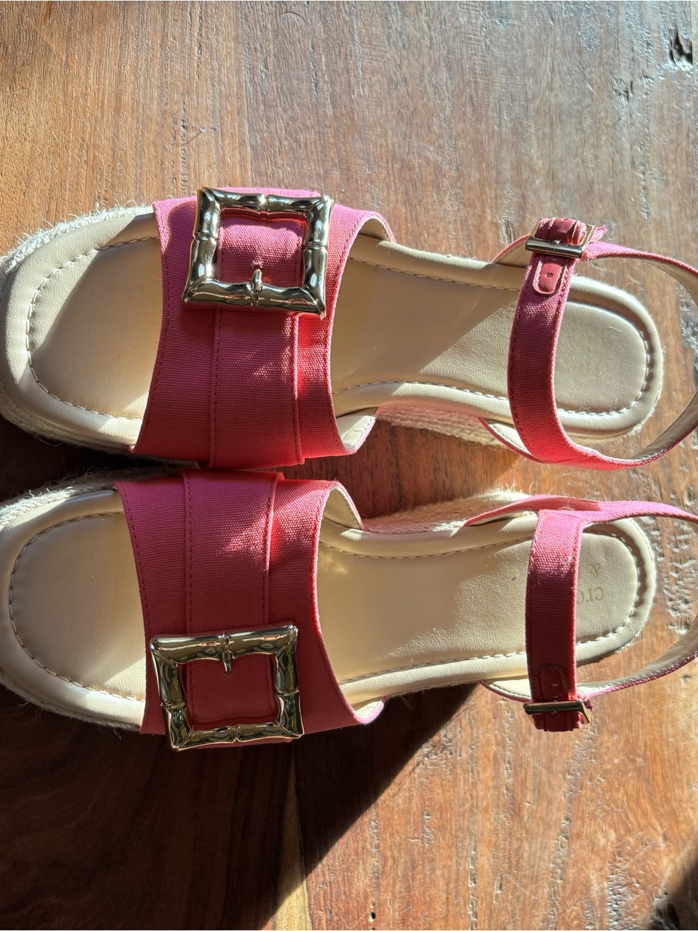 crown & ivy Hot Pink Espadrille Wedge Sandals with Buckle - Picture 10 of 10